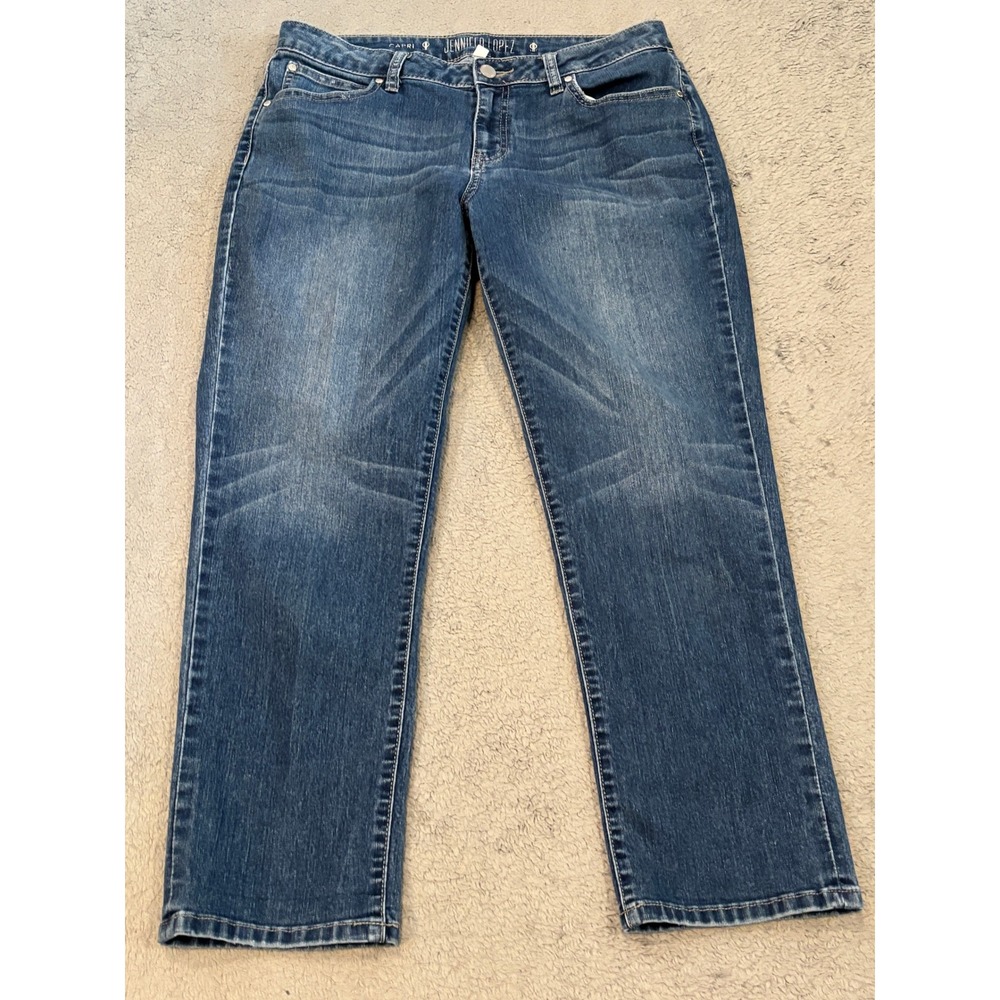 Jennifer Lopez Womens Capri Jeans Medium Wash Stretch Denim Size 6 Cropped Pants